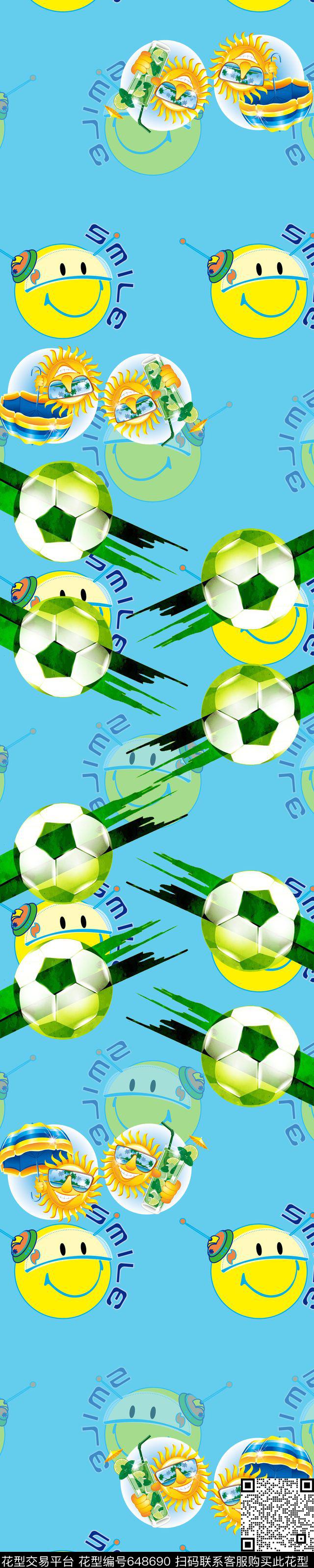 卡通婴童图案卡通笑脸足球数码印花华亿平台下载（图片编号: 648690） - 瓦栏（Walan）