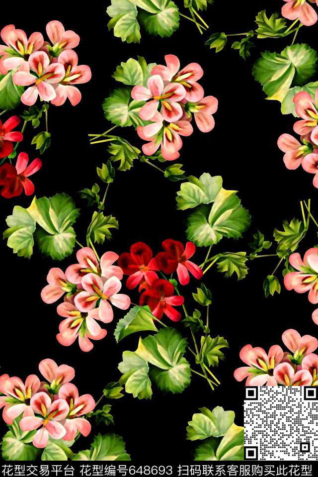 抽象手绘满版高贵花卉最新高清数码花卉欧美花卉数码印花华亿平台下载（图片编号: 648693） - 瓦栏（Walan）