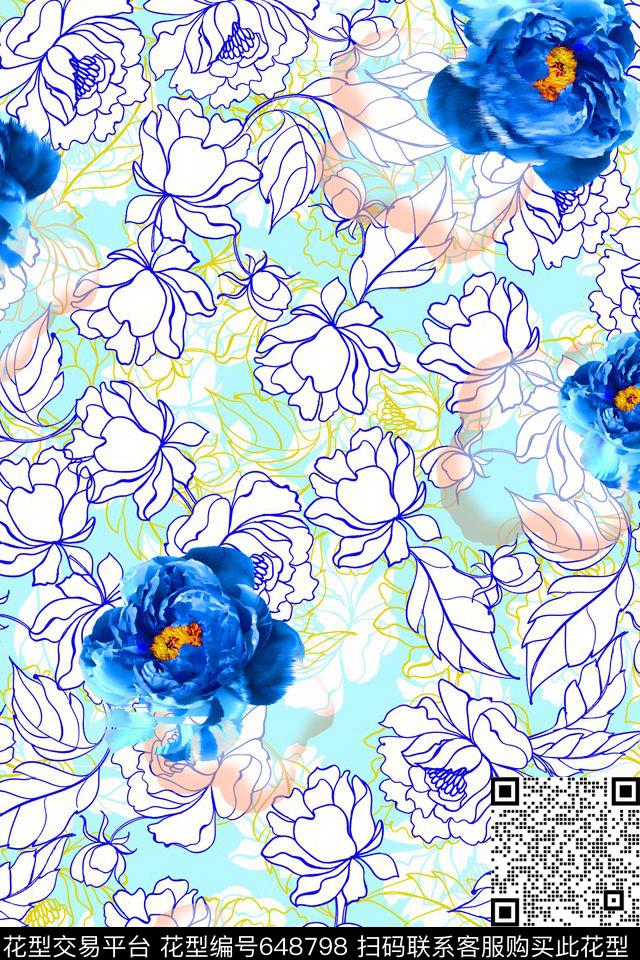 女装花卉清新数码印花华亿平台下载（图片编号: 648798） - 瓦栏（Walan）
