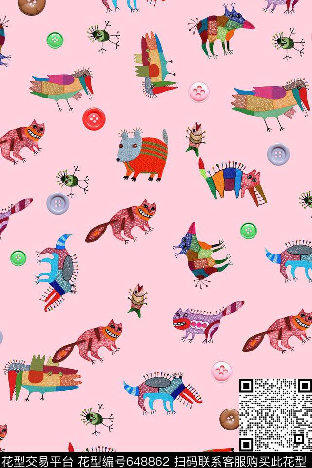 卡通绣花趣味数码印花华亿平台下载（图片编号: 648862） - 瓦栏（Walan）