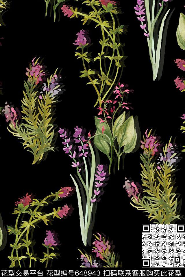 植物花草时尚花束数码印花华亿平台下载（图片编号: 648943） - 瓦栏（Walan）