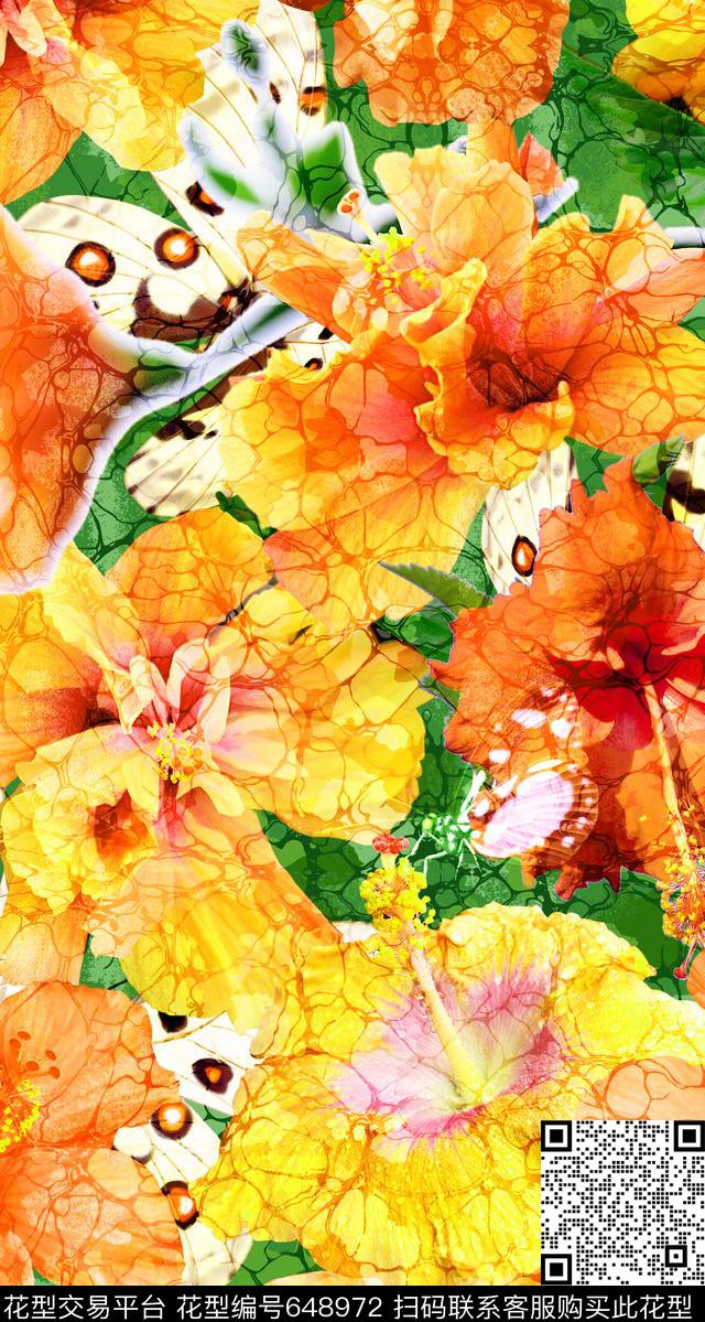 欧式时尚油画数码花卉花朵花卉数码印花华亿平台下载（图片编号: 648972） - 瓦栏（Walan）