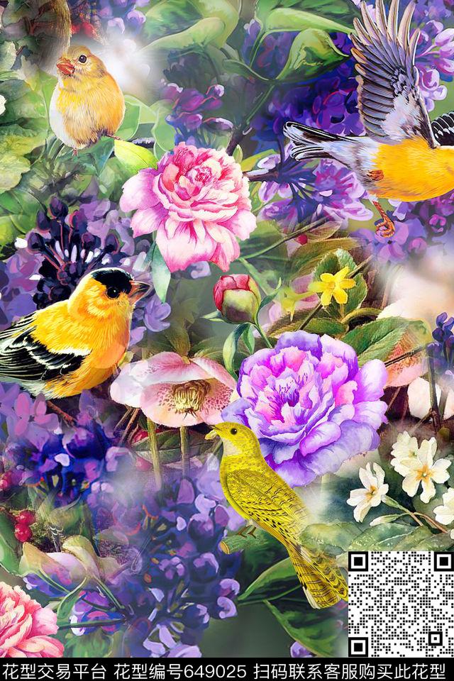 花朵花卉水彩数码印花华亿平台下载（图片编号: 649025） - 瓦栏（Walan）