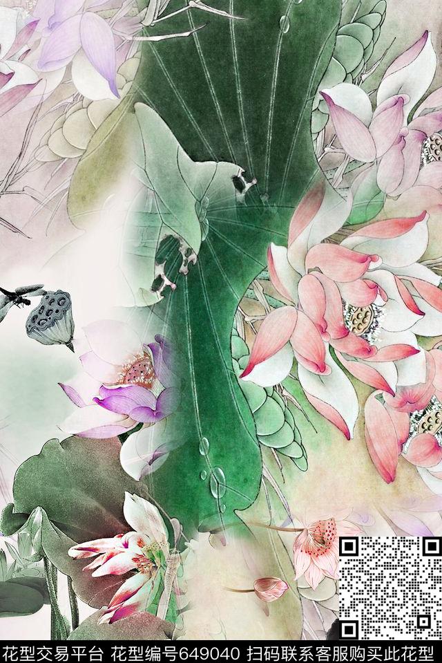 中国风时尚旗袍花数码印花华亿平台下载（图片编号: 649040） - 瓦栏（Walan）