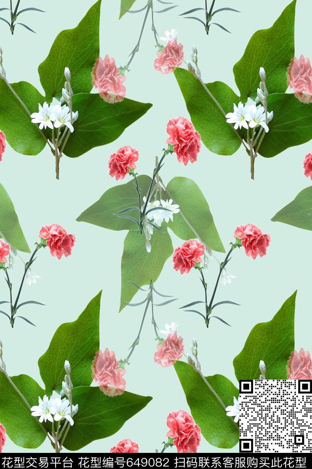 花卉植物花卉康乃馨数码印花华亿平台下载（图片编号: 649082） - 瓦栏（Walan）