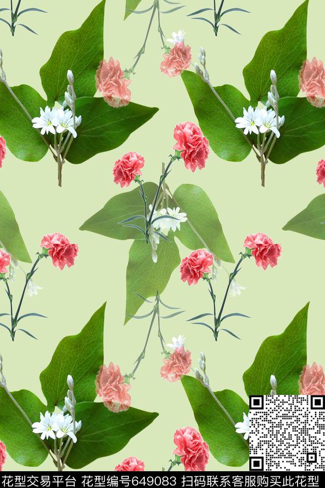 花卉植物花卉康乃馨数码印花华亿平台下载（图片编号: 649083） - 瓦栏（Walan）