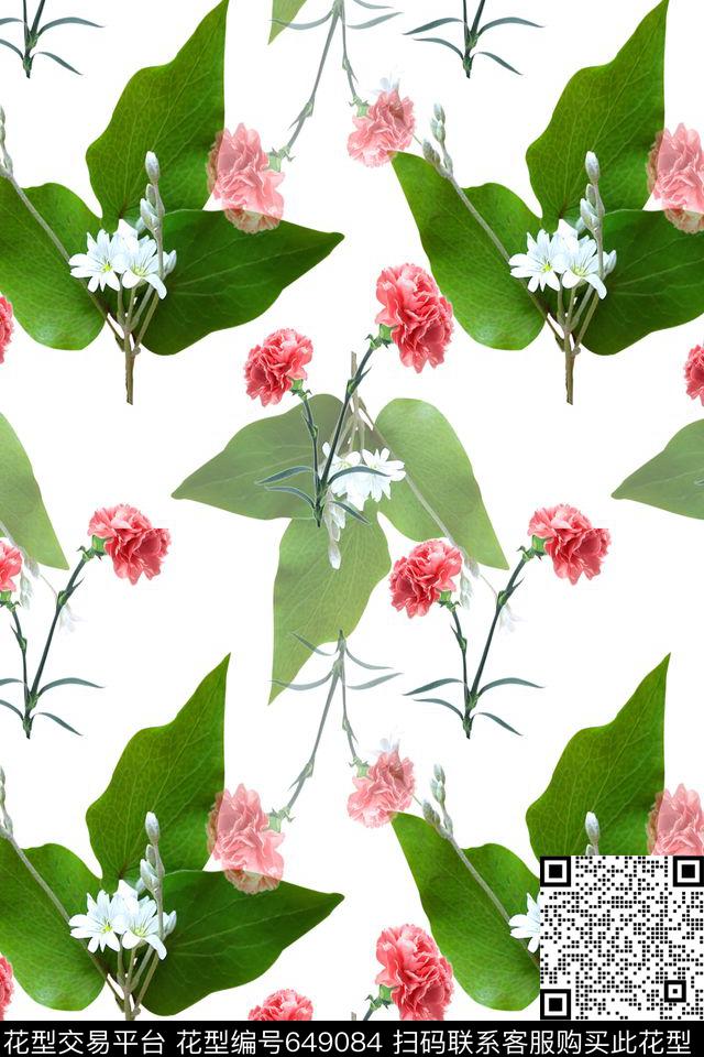 花卉植物花卉康乃馨数码印花华亿平台下载（图片编号: 649084） - 瓦栏（Walan）