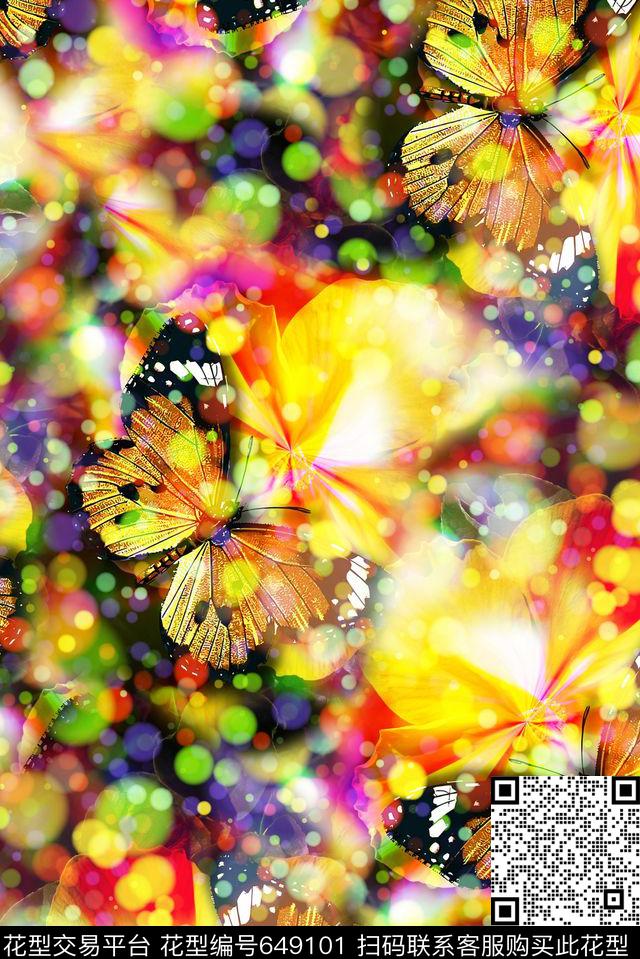 抽象艳丽彩色蝴蝶印花时尚潮流男装外套卫衣极光数码印花时尚大牌女装裙子外套夹克印花数码印花华亿平台下载（图片编号: 649101） - 瓦栏（Walan）