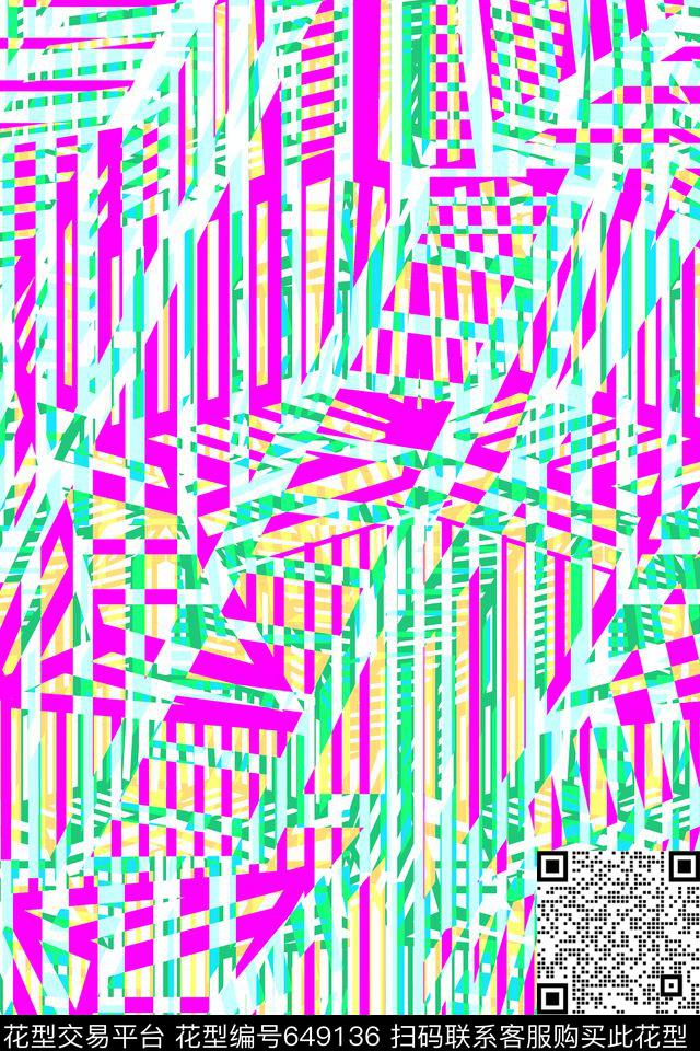 乱花不规则几何方格传统印花华亿平台下载（图片编号: 649136） - 瓦栏（Walan）