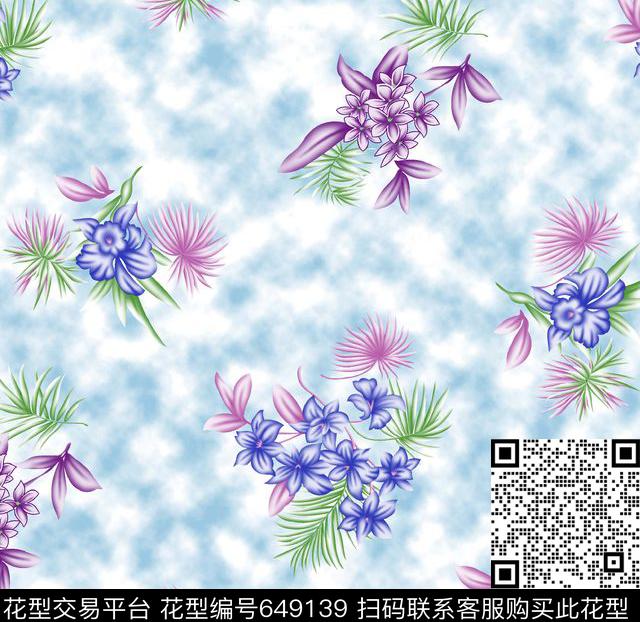 花朵云雾清新传统印花华亿平台下载（图片编号: 649139） - 瓦栏（Walan）