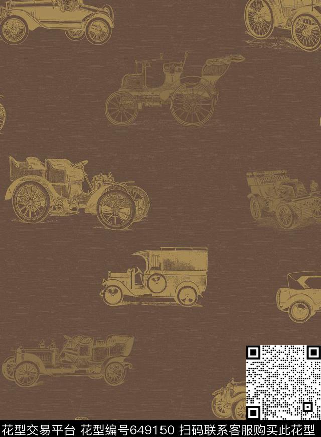 骑车复古老爷车数码印花华亿平台下载（图片编号: 649150） - 瓦栏（Walan）
