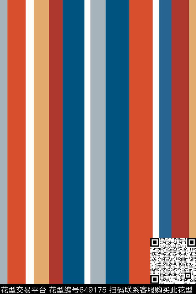 竖条条纹传统印花华亿平台下载（图片编号: 649175） - 瓦栏（Walan）