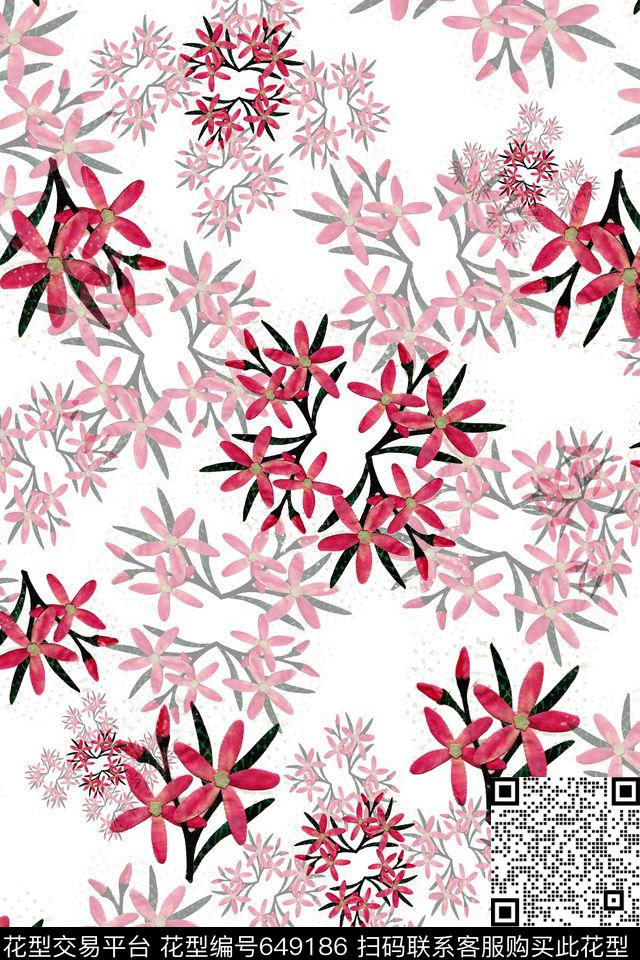 碎碎花植物花卉风格花卉数码印花华亿平台下载（图片编号: 649186） - 瓦栏（Walan）