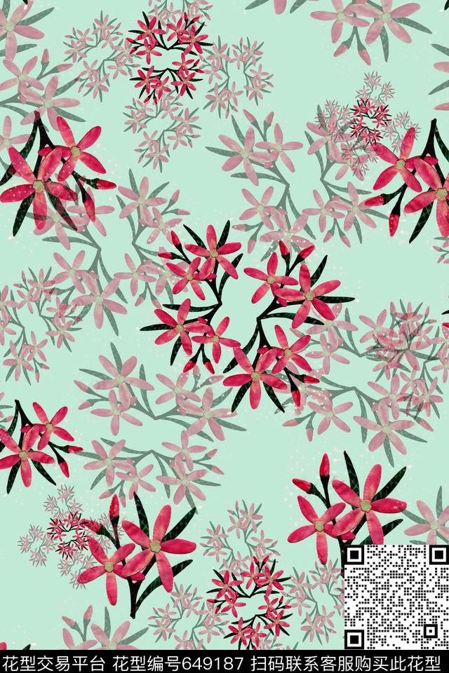 碎碎花植物花卉风格花卉数码印花华亿平台下载（图片编号: 649187） - 瓦栏（Walan）