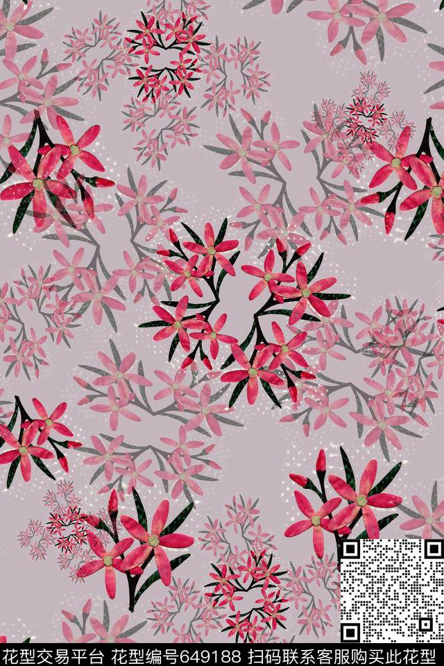碎碎花植物花卉风格花卉数码印花华亿平台下载（图片编号: 649188） - 瓦栏（Walan）