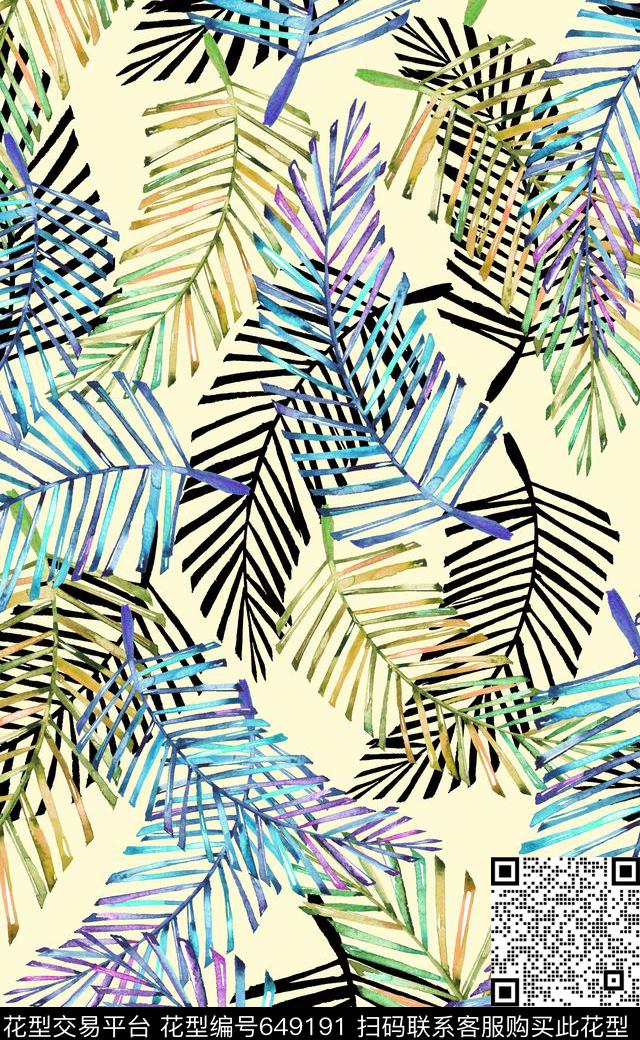 热带泳装泳装比基尼热带植物数码印花华亿平台下载（图片编号: 649191） - 瓦栏（Walan）