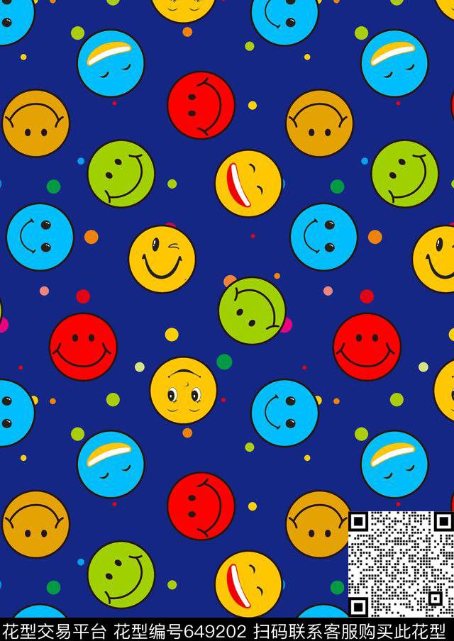 彩色圆点笑脸圆传统印花华亿平台下载（图片编号: 649202） - 瓦栏（Walan）