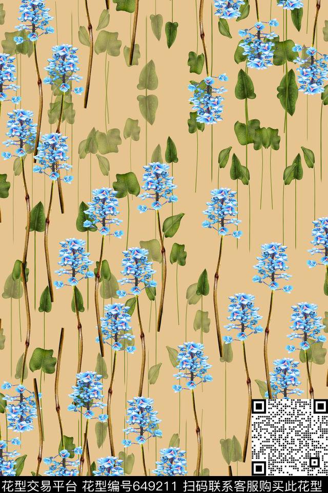 风格花卉植物花卉花卉组合数码印花华亿平台下载（图片编号: 649211） - 瓦栏（Walan）