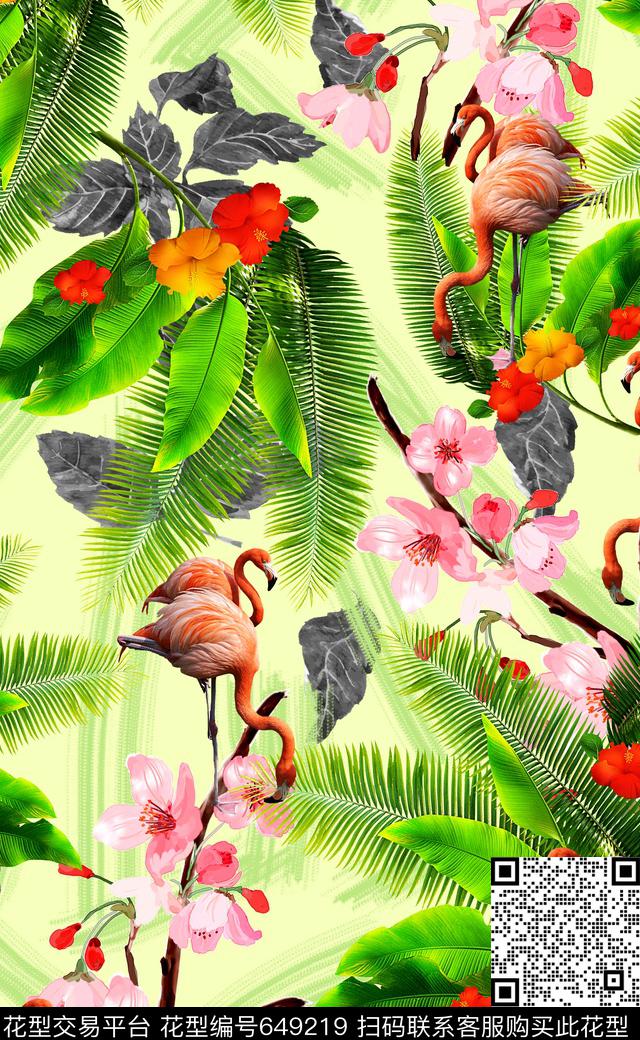 热带植物泳装比基尼热带泳装数码印花华亿平台下载（图片编号: 649219） - 瓦栏（Walan）