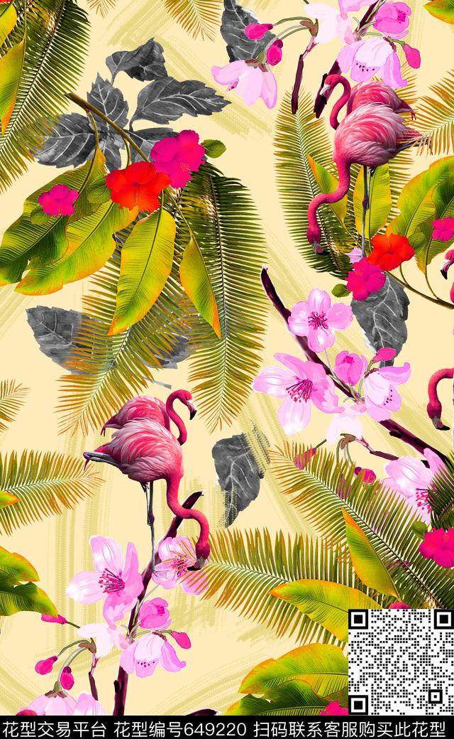 热带植物泳装比基尼热带泳装数码印花华亿平台下载（图片编号: 649220） - 瓦栏（Walan）