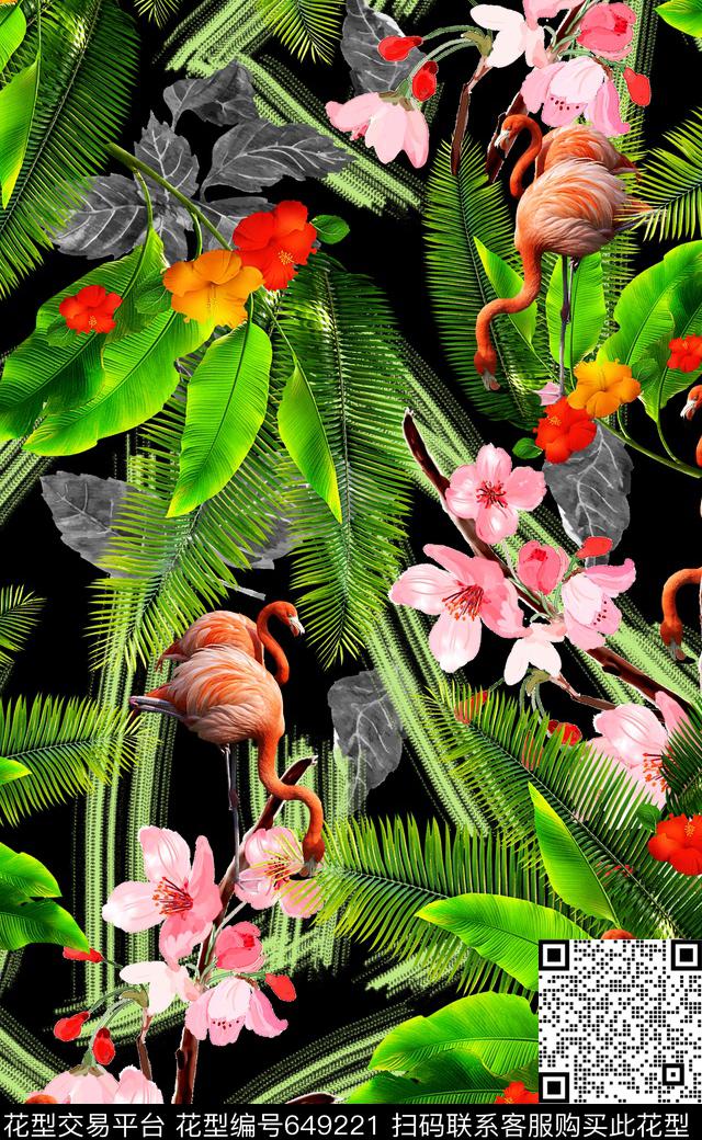 热带植物泳装比基尼热带泳装数码印花华亿平台下载（图片编号: 649221） - 瓦栏（Walan）