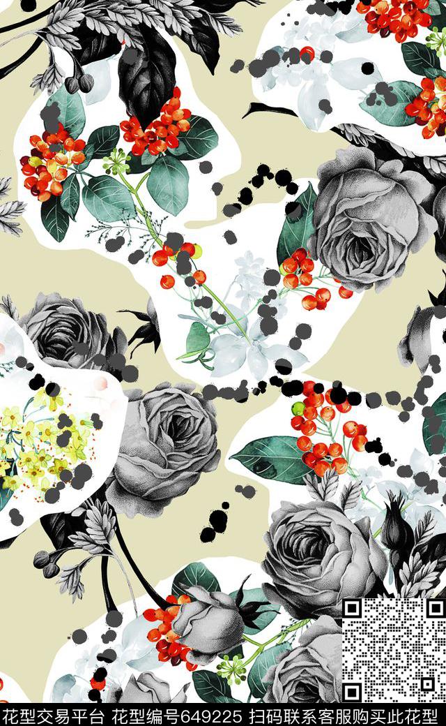 最新数码印花面料设计三色堇时尚花卉潮流数码印花华亿平台下载（图片编号: 649225） - 瓦栏（Walan）
