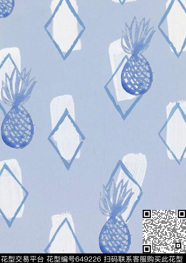 水果几何水彩传统印花华亿平台下载（图片编号: 649226） - 瓦栏（Walan）