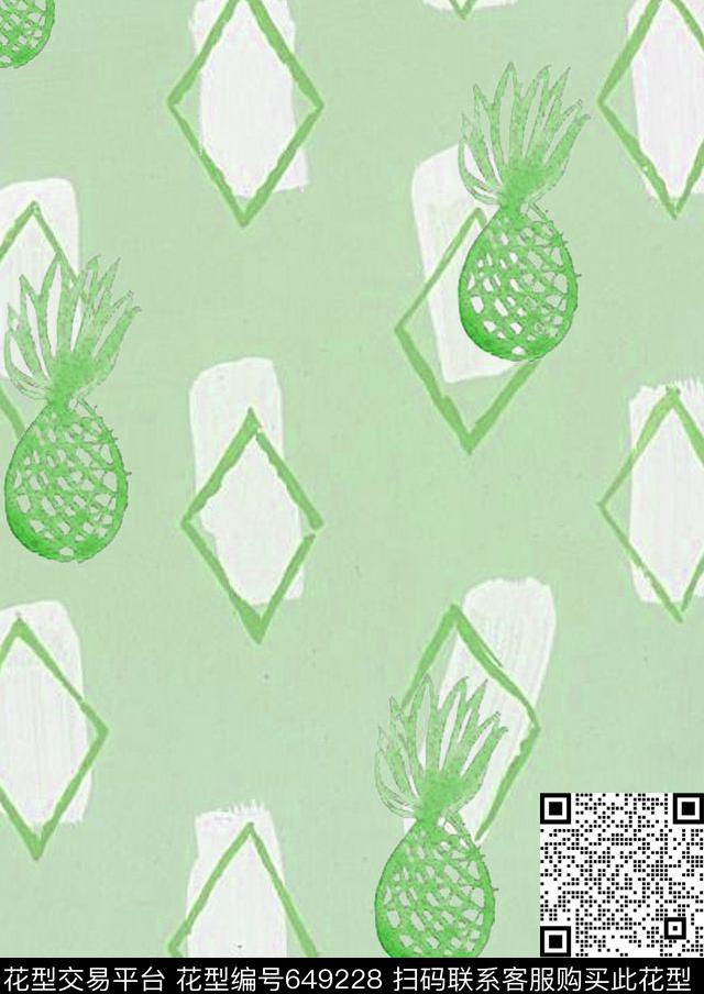 水果几何水彩传统印花华亿平台下载（图片编号: 649228） - 瓦栏（Walan）