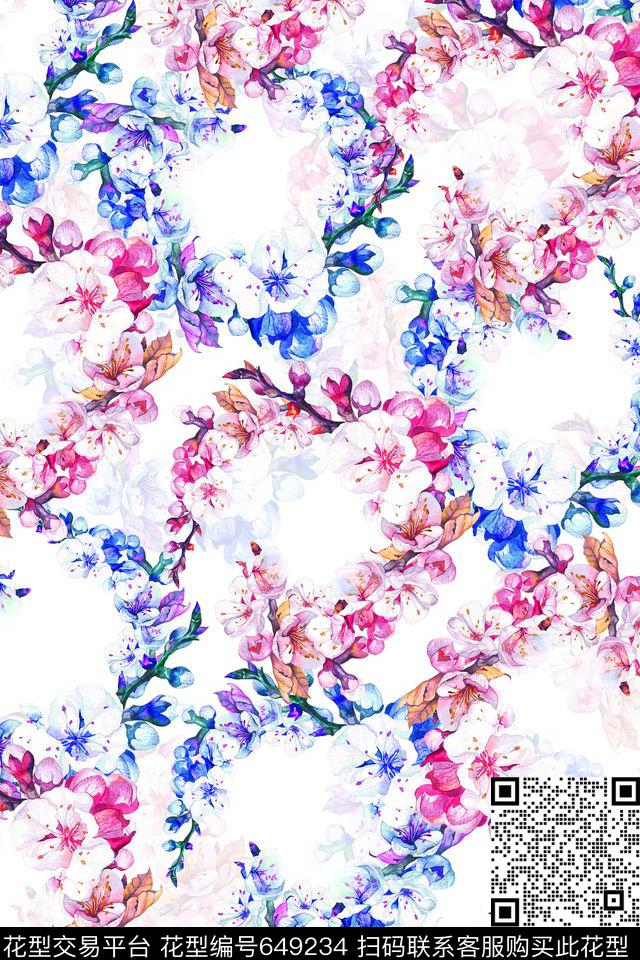花朵花卉中国风数码印花华亿平台下载（图片编号: 649234） - 瓦栏（Walan）