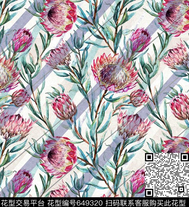 手绘线描向日葵数码印花华亿平台下载（图片编号: 649320） - 瓦栏（Walan）