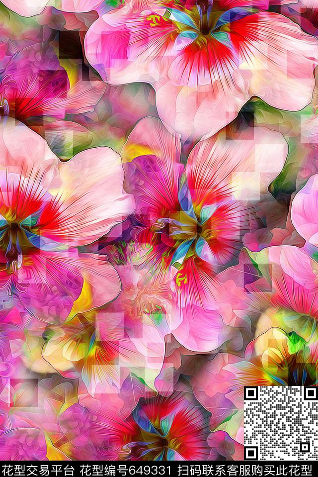 多元花抽象炫彩抽象抽象花绘数码印花华亿平台下载（图片编号: 649331） - 瓦栏（Walan）