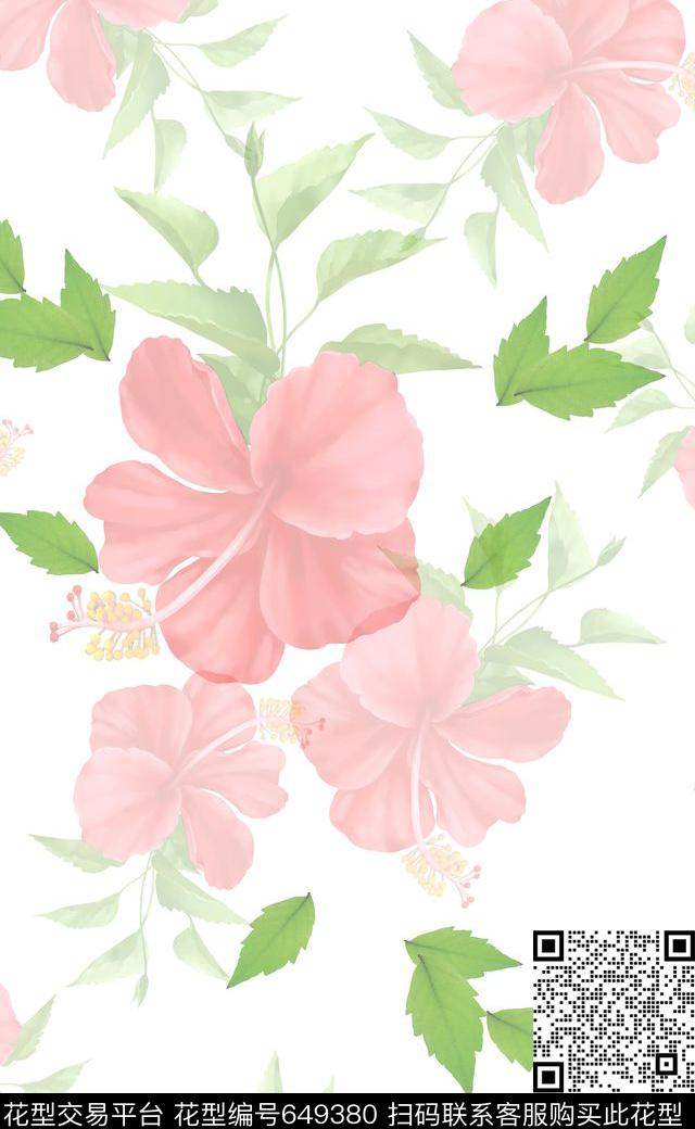 植物花卉叶子组合花卉组合数码印花华亿平台下载（图片编号: 649380） - 瓦栏（Walan）