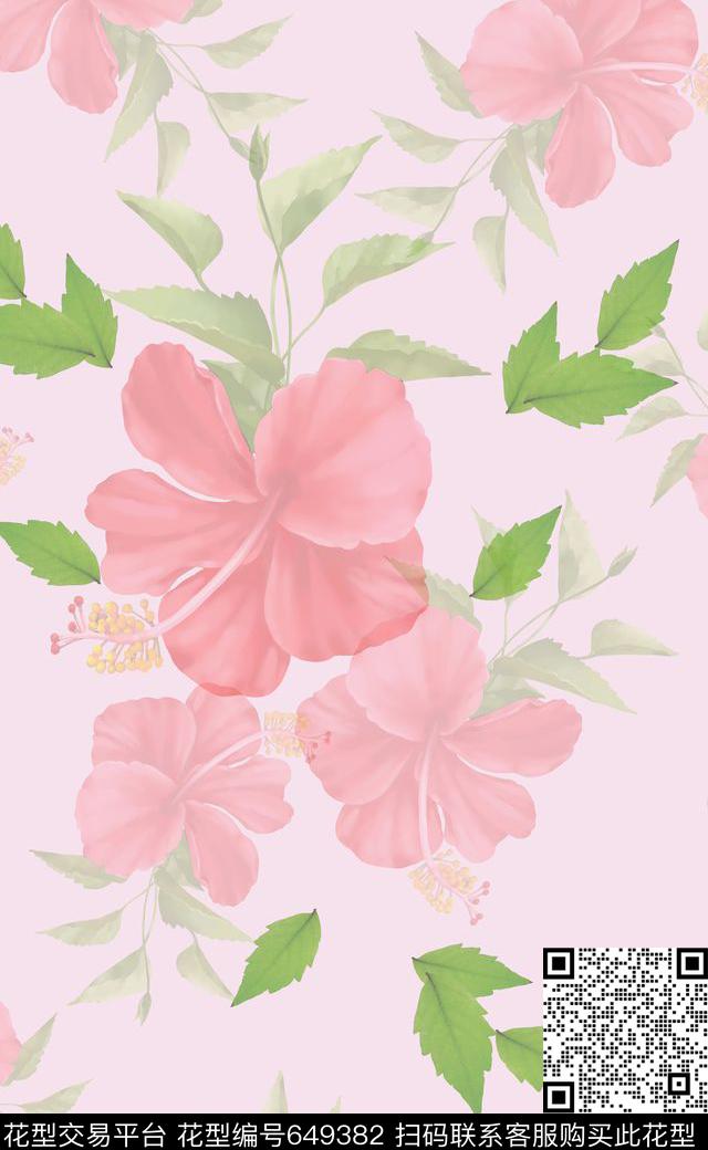植物花卉叶子组合花卉组合数码印花华亿平台下载（图片编号: 649382） - 瓦栏（Walan）