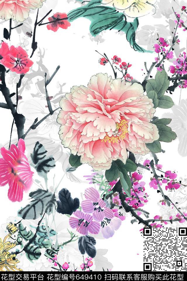 女装花卉中国风数码印花华亿平台下载（图片编号: 649410） - 瓦栏（Walan）
