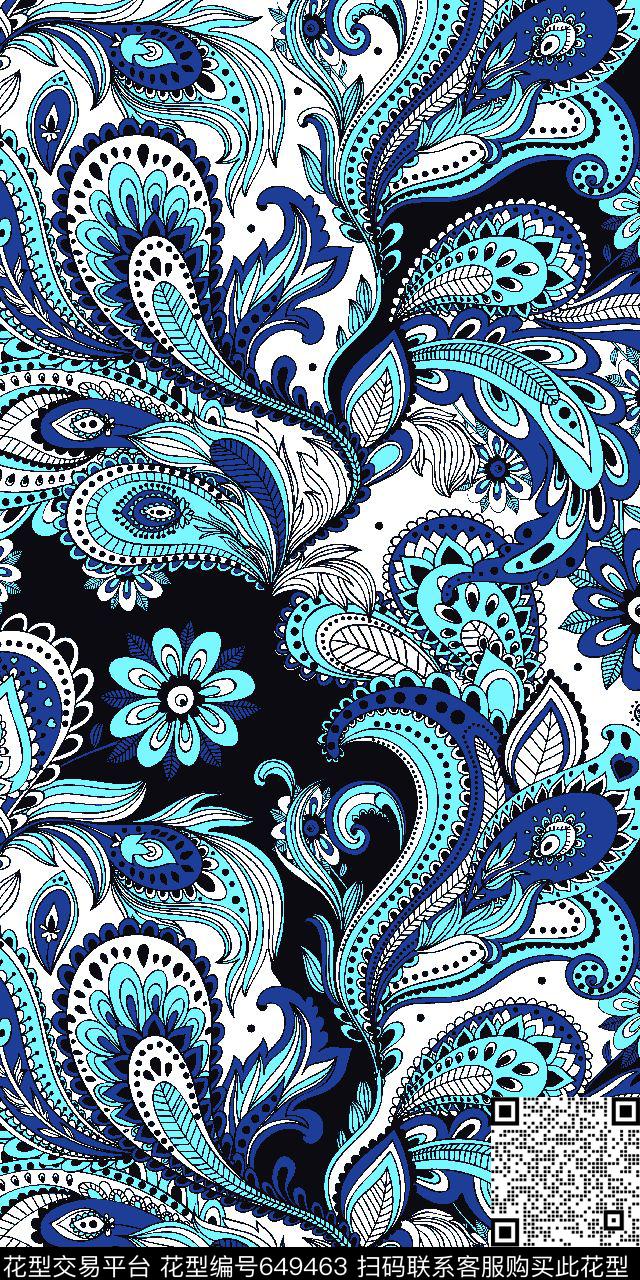 佩斯利火腿花腰果传统印花华亿平台下载（图片编号: 649463） - 瓦栏（Walan）