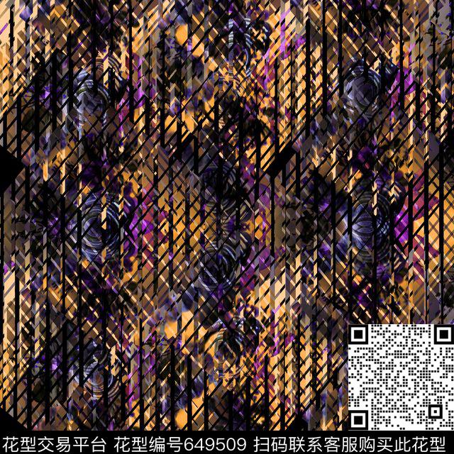 抽象几何复古数码印花华亿平台下载（图片编号: 649509） - 瓦栏（Walan）