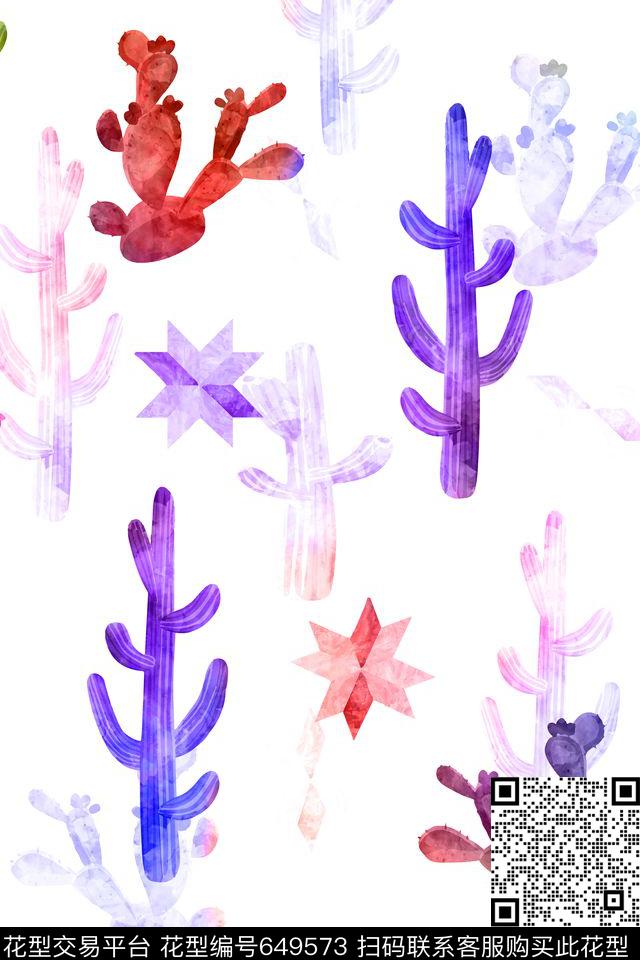 热带植物可爱清新水彩风数码印花华亿平台下载（图片编号: 649573） - 瓦栏（Walan）
