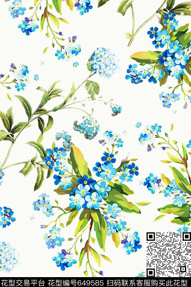 水彩花朵花卉数码印花华亿平台下载（图片编号: 649585） - 瓦栏（Walan）