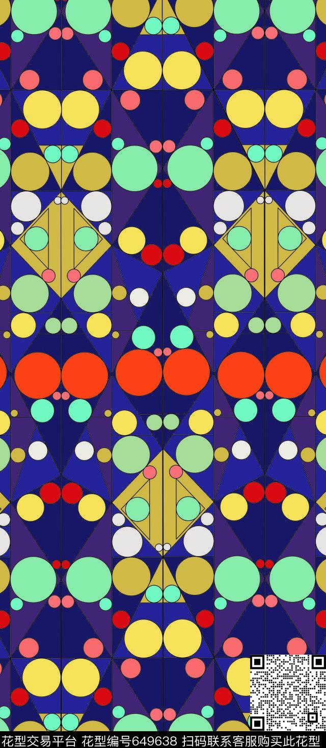 菱形几何圆形传统印花华亿平台下载（图片编号: 649638） - 瓦栏（Walan）