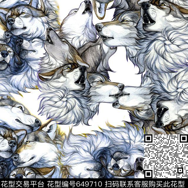 此华亿平台为1/2跳接狼动物纹数码印花华亿平台下载（图片编号: 649710） - 瓦栏（Walan）