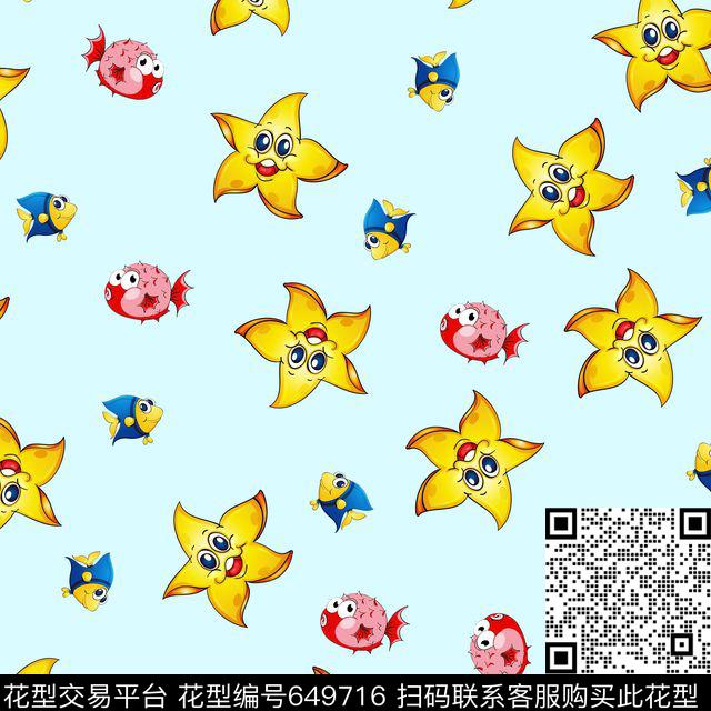 海星卡通小鱼传统印花华亿平台下载（图片编号: 649716） - 瓦栏（Walan）