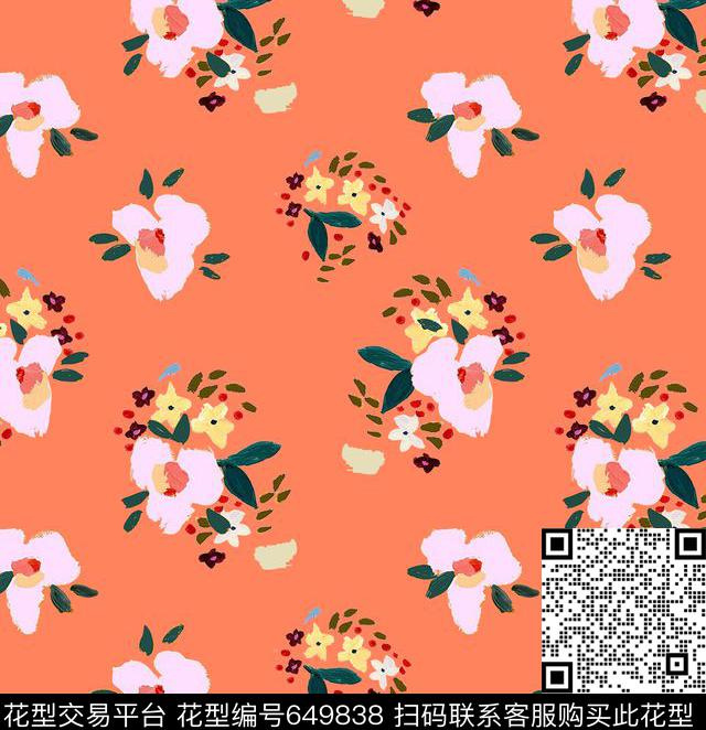 花水彩手绘数码印花华亿平台下载（图片编号: 649838） - 瓦栏（Walan）