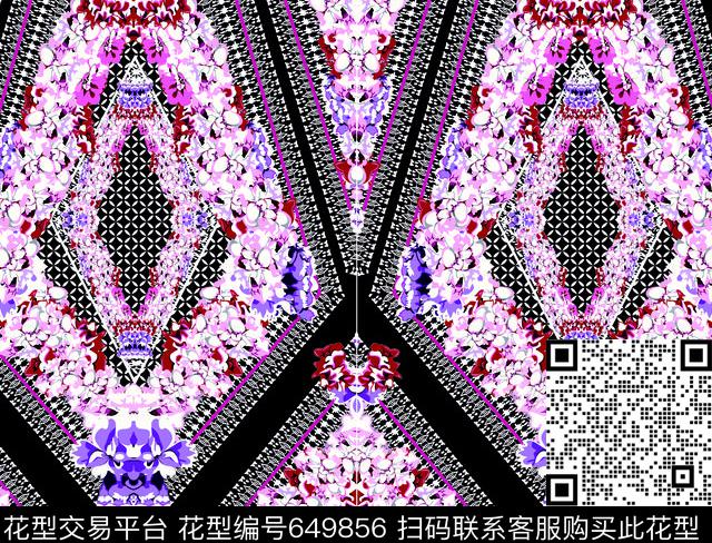 花朵棕榈叶热带鱼数码印花华亿平台下载（图片编号: 649856） - 瓦栏（Walan）