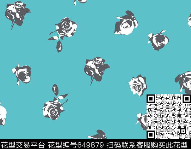 玫瑰小碎花花卉传统印花华亿平台下载（图片编号: 649879） - 瓦栏（Walan）