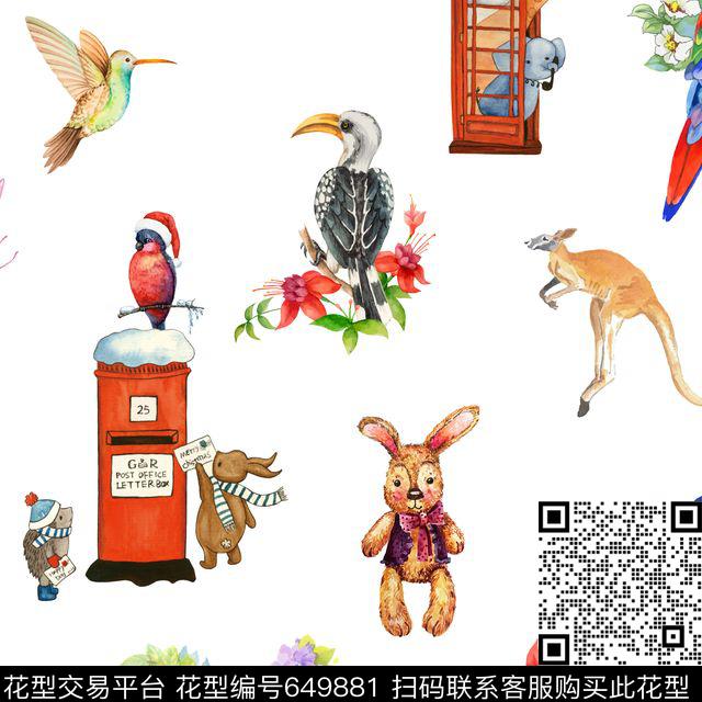 休闲风卡通此华亿平台为1/2跳接数码印花华亿平台下载（图片编号: 649881） - 瓦栏（Walan）