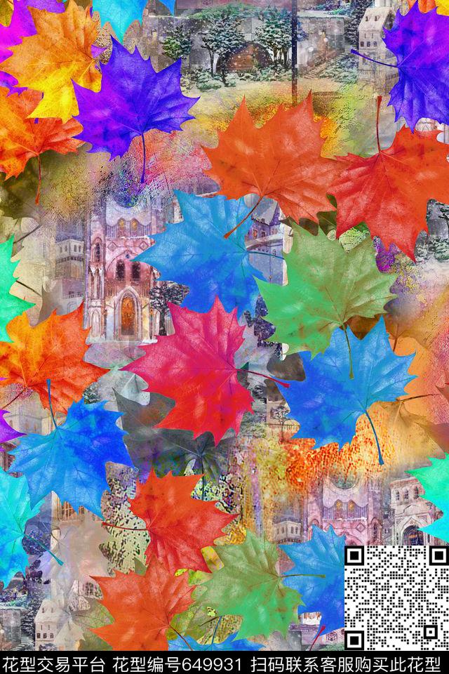 女装风景树叶数码印花华亿平台下载（图片编号: 649931） - 瓦栏（Walan）