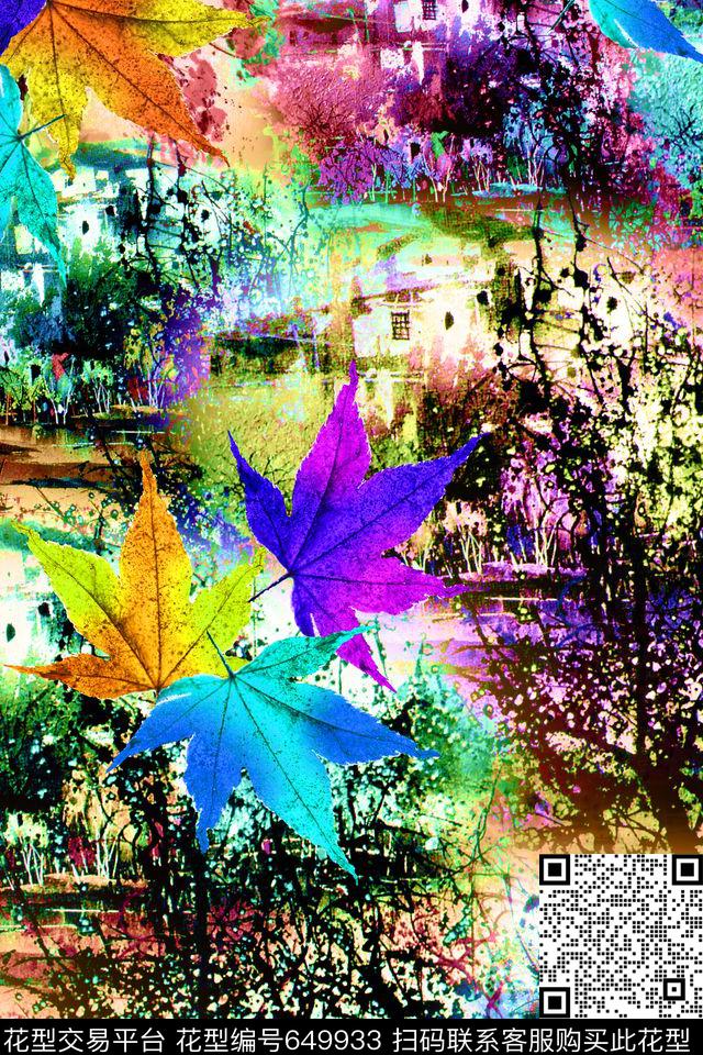 女装风景树叶数码印花华亿平台下载（图片编号: 649933） - 瓦栏（Walan）