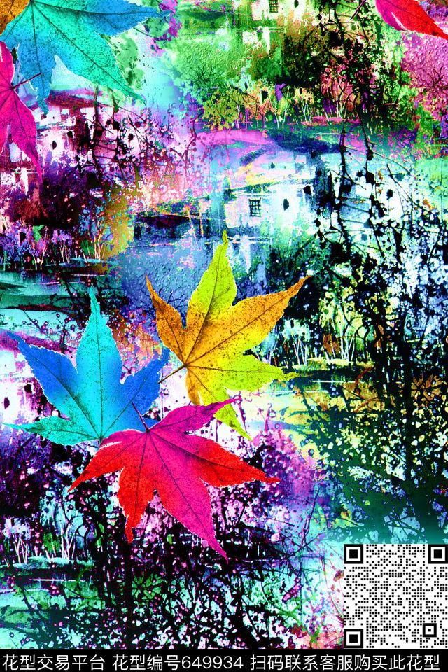 女装风景树叶数码印花华亿平台下载（图片编号: 649934） - 瓦栏（Walan）