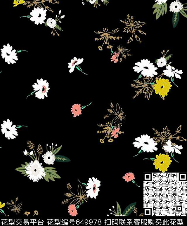 碎花花植物传统印花华亿平台下载（图片编号: 649978） - 瓦栏（Walan）