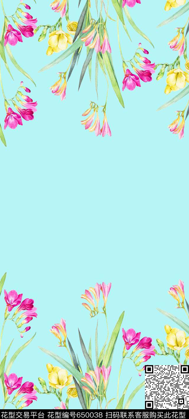 花卉长巾丝巾数码印花华亿平台下载（图片编号: 650038） - 瓦栏（Walan）